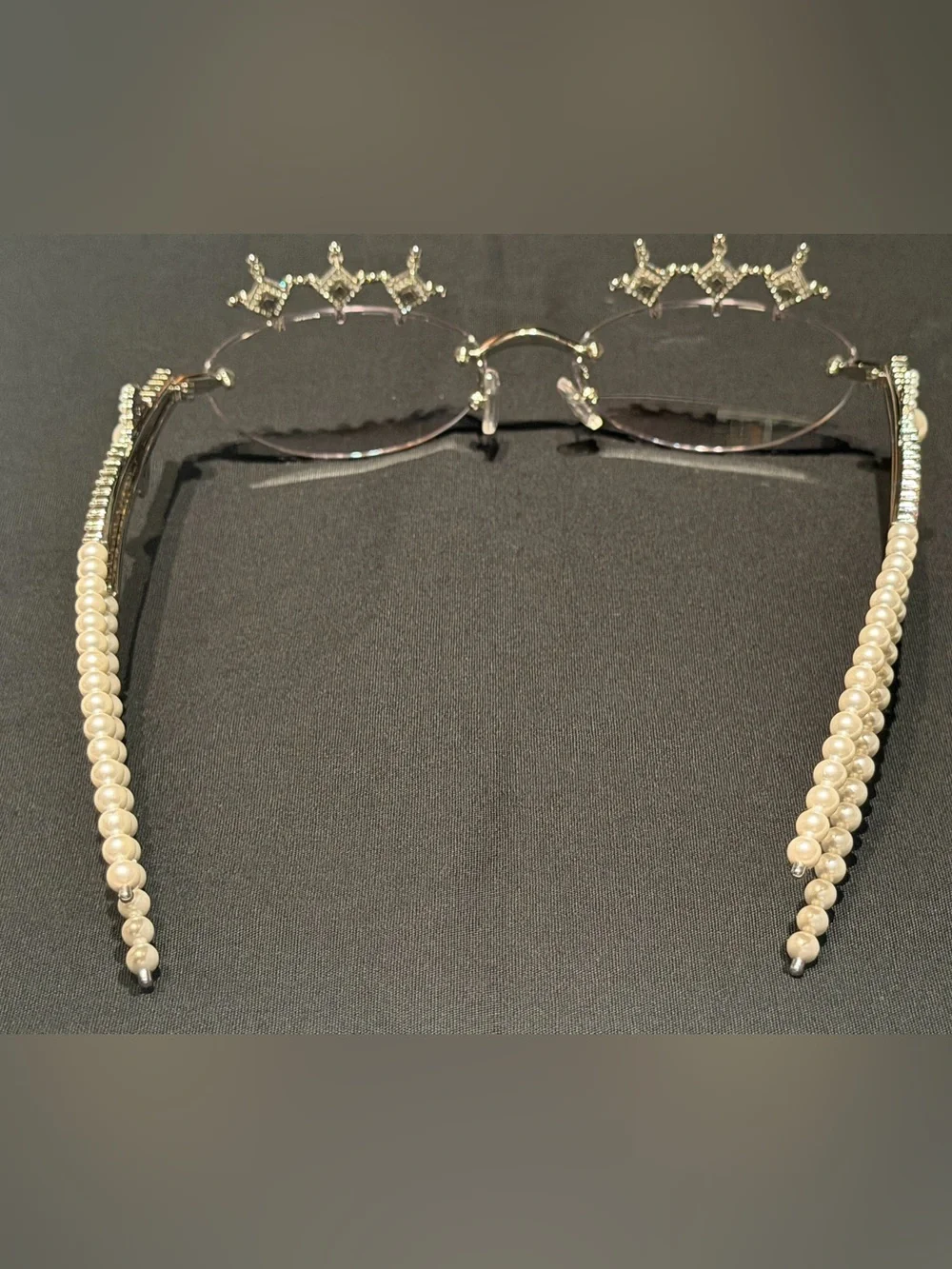 GENTLE MONSTER silver Rimless Crystal-Embellished Glasses with Pink Accents